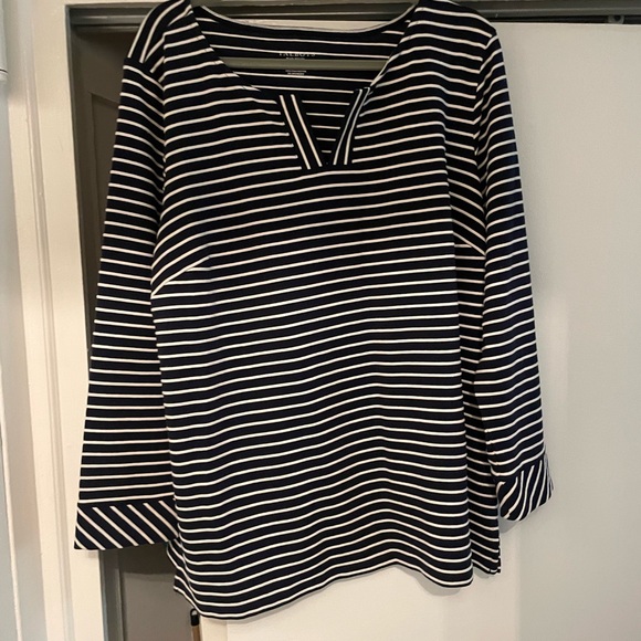 Talbots Navy Blue/White Striped Tunic - Picture 2 of 6